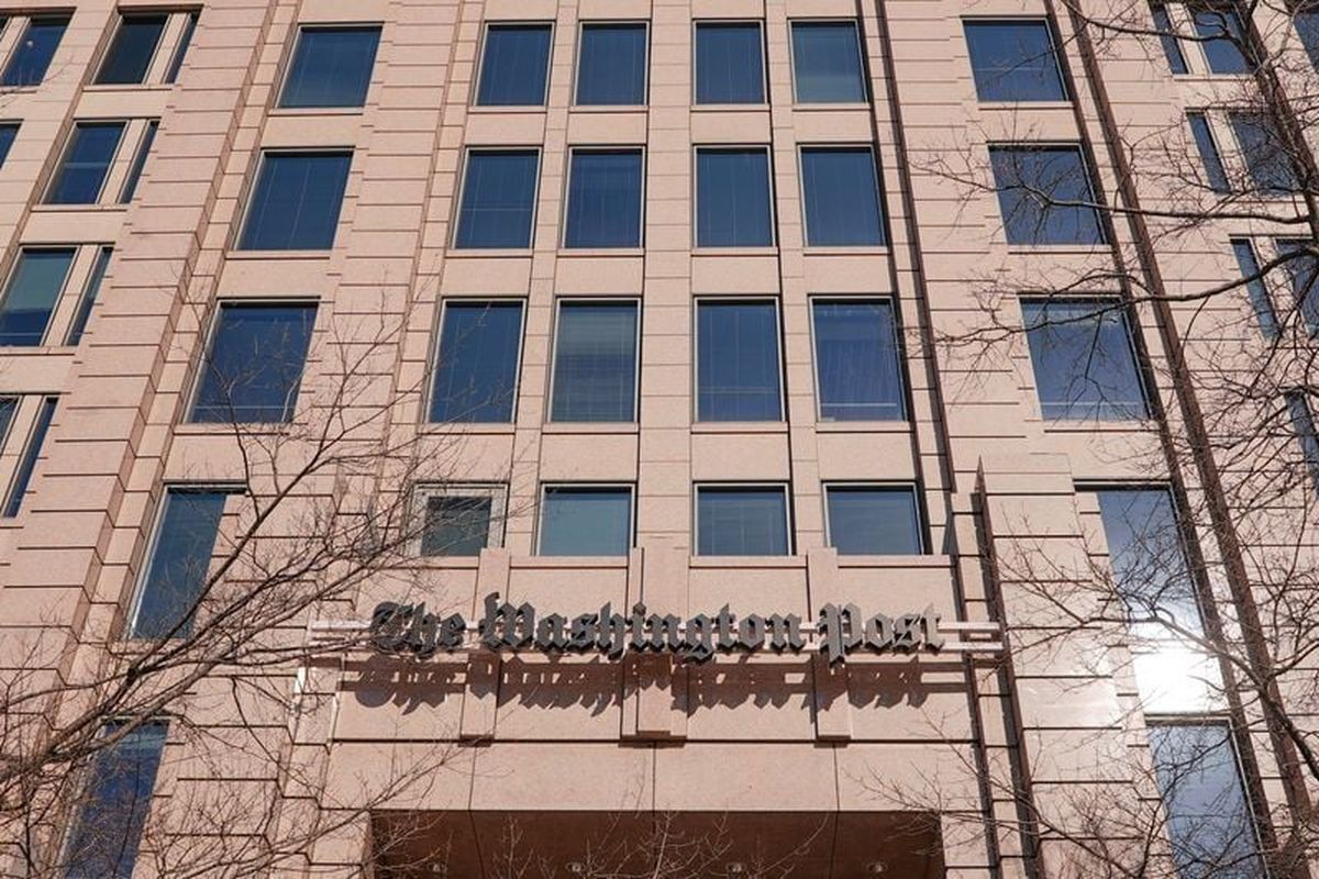 A view of the Washington Post building on Feb. 6 ahead of a 