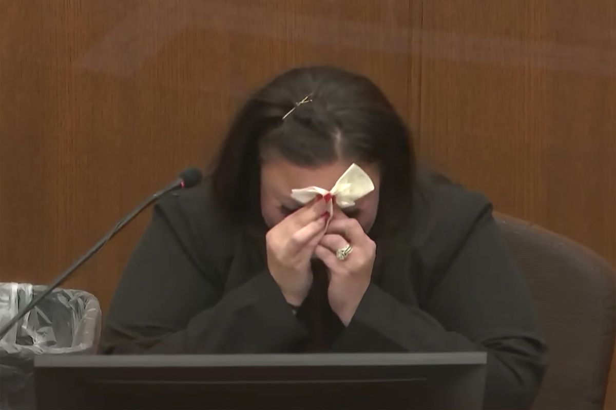 In this screen grab from video, Katie Bryant, the mother of Daunte Wright, testifies Wednesday, Dec. 8, 2021, in the trial of former Brooklyn Center police Officer Kim Potter in the April 11, 2021, death of Daunte Wright, at the Hennepin County Courthouse in Minneapolis, Minn.  (POOL)