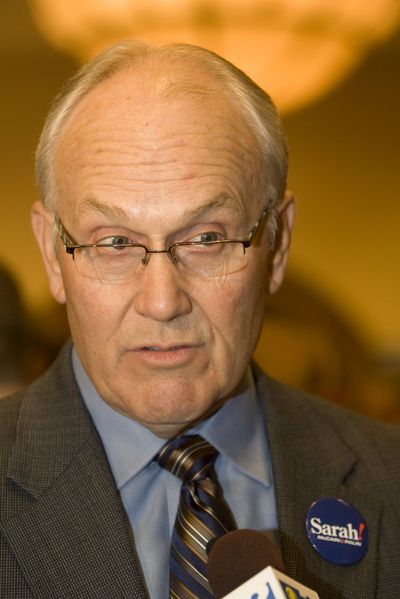 In this Oct. 4, 2008 file photo Idaho U.S. Sentor Larry Craig talks with the media at the Idaho Republican party in Boise, Idaho. Craig no longer will pursue appeals. (Associated Press / The Spokesman-Review)