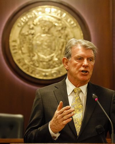 Idaho Gov. Butch Otter speaks to reporters at the state Capitol in Boise on Friday. (Associated Press)