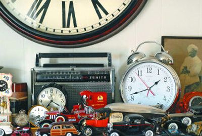 A collection of clocks and other memorabilia sit in Nat William's North Spokane home.
(The Spokesman-Review)