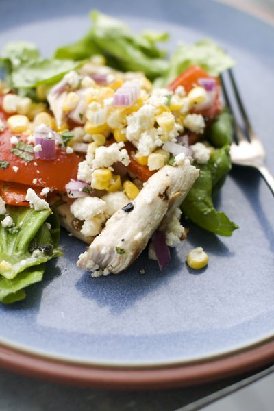 A perfect grilled Greek chicken salad. (Associated Press)
