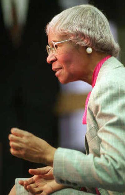 
In this file photo, Shirley Chisholm speaks at EWU in February 1995. 
 (File/Spokesman-Review / The Spokesman-Review)