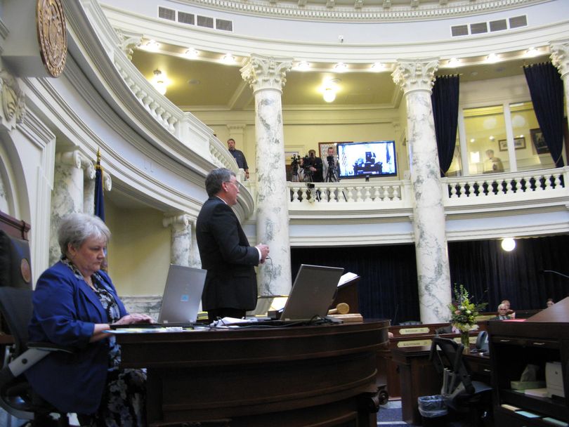 House Speaker Scott Bedke presides over the close of this year's legislative session in the House on Friday (Betsy Z. Russell)