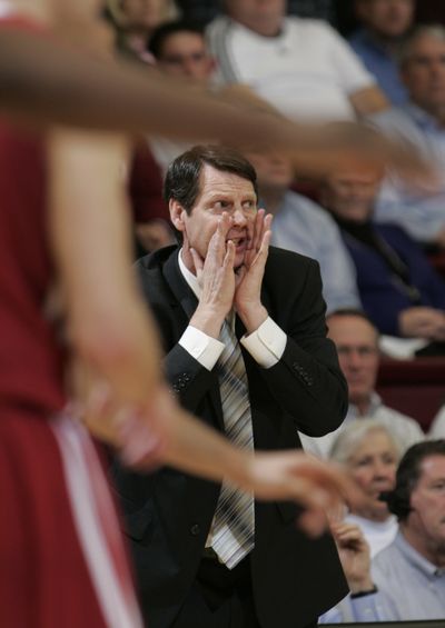 WSU coach Ken Bone had a frustrating night watching the loss to Stanford.  (Associated Press)