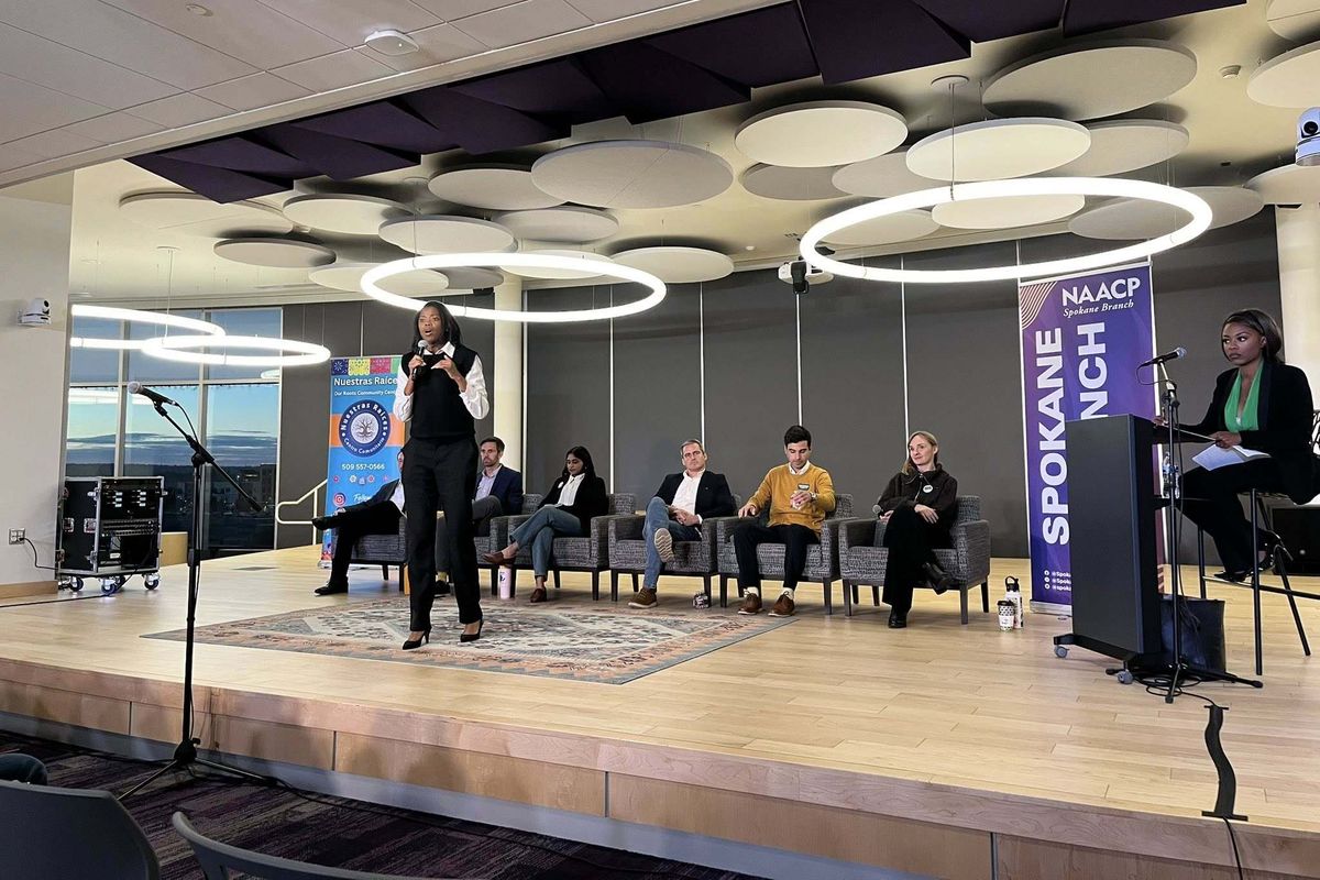 Spokane NAACP President Lisa Gardner, also the Director of Communications and Community Engagement for the Spokane City Council, leads a Spokane City Council candidate debate.  (Courtesy)
