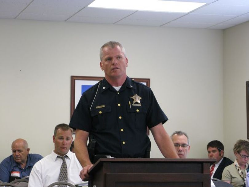 Lt. Col. Kevin Johnson, deputy director of the Idaho State Police, addresses a legislative task force on Tuesday. Johnson said if ISP must absorb the loss of gas tax funds it faces in a year, 
