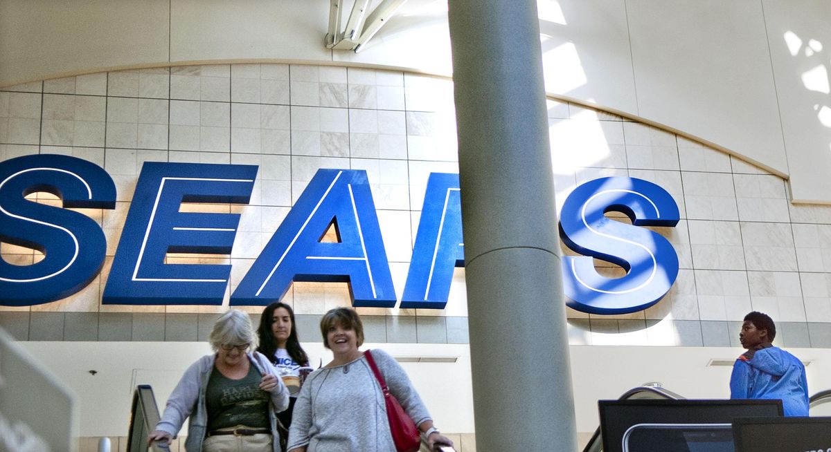 Spokane Valley Mall customers use the escalators near Sears on Monday, Oct.15, 2018. (Kathy Plonka / The Spokesman-Review)