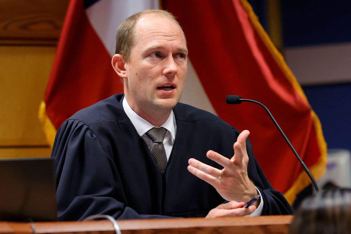 Fulton County Superior Judge Scott McAfee presides in court during a hearing in the case of the State of Georgia v. Donald John Trump at the Fulton County Courthouse on March 1, 2024, in Atlanta.  (Alex Slitz/Getty Images North America/TNS)
