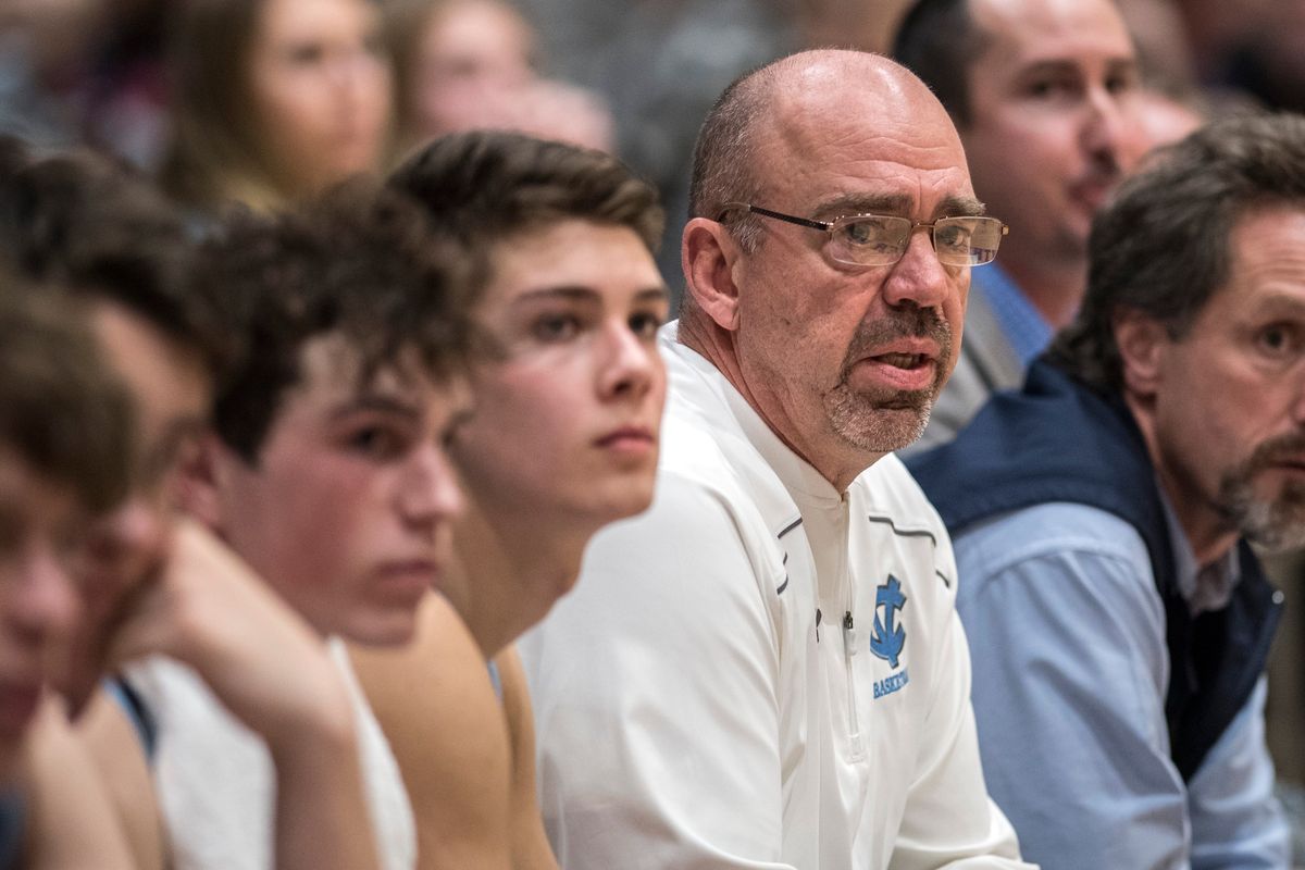 Central Valley boys basketball coach Rick Sloan on the bench on Dec. 5, 2017. Sloan will be inducted into the WIBCA Hall of Fame on Tuesday.  (DAN PELLE)