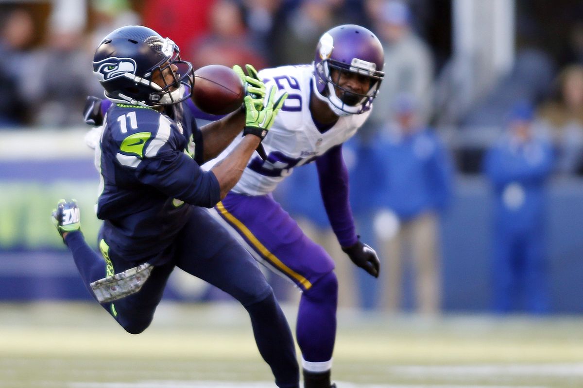 Percy Harvin’s first catch as a Seahawk – and his only one Sunday - was a spectacular one that set up a second-quarter touchdown. (Associated Press)