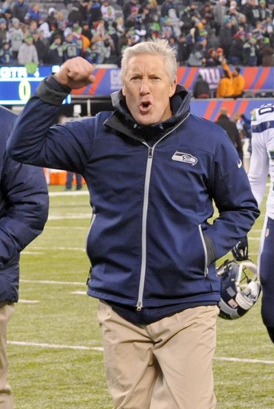 Seattle coach Pete Carroll can celebrate a division title, and a whole lot more, with a win over Arizona. (Associated Press)