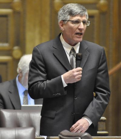 OLYMPIA – Rep. Timm Ormsby, D-Spokane, begins debate for the state’s supplemental budget by saying its makes necessary improvements to many programs. (Jim Camden / The Spokesman-Review)