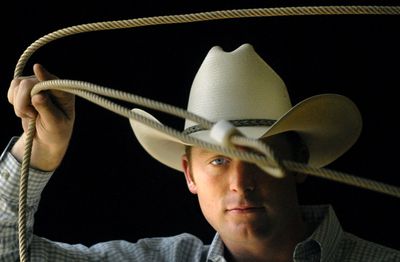 Tyson Durfey of Colbert will be competing at the Spokane Interstate Fair Rodeo this weekend.  (Brian Plonka / The Spokesman-Review)