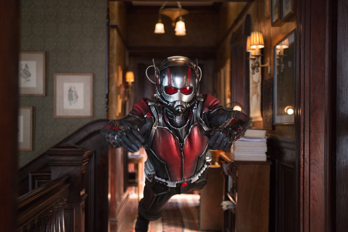 Paul Rudd stars as Scott Lang/Ant-Man in a scene from Marvel’s “Ant-Man.”