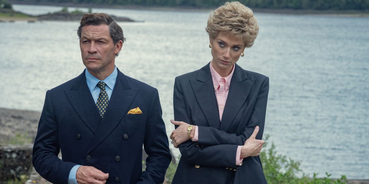 Dominic West as Prince Charles and Elizabeth Debicki as Princess Diana in “The Crown.” The drama offers a sometimes sympathetic look at Charles while depicting Diana as a twerp at times.  (Keith Bernstein/Netflix)