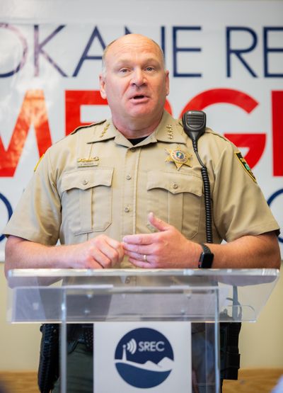Spokane County Sheriff Ozzie Knezovich speaks at the Spokane Regional Emergency Center (SREC) opening cermeony on  July 18, 2019 at 1620 N. Rebecca Street in Spokane. Knezovich was critical of a plan from former Spokane Mayor David Condon to withdraw the city from the county emergency management system. New Mayor Nadine Woodward has decided to keep the city within the county emergency management system. (Libby Kamrowski / The Spokesman-Review)