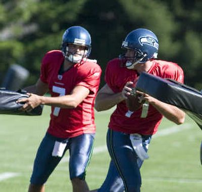 
Seattle third-string quarterback David Greene, right, could face a make-or-break opportunity Thursday. Associated Press
 (Associated Press / The Spokesman-Review)