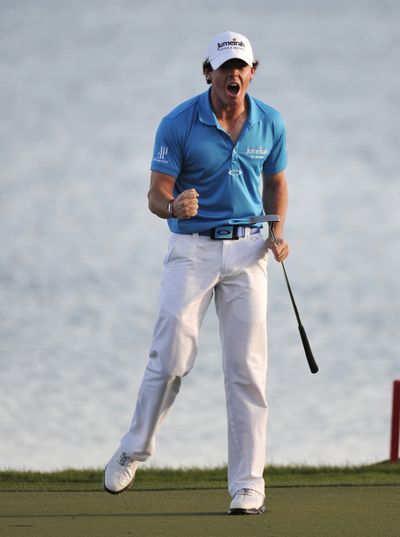 Rory McIlroy, of Northern Ireland, reacts after winning the Honda Classic in Palm Beach Gardens, Fla., becoming the top-ranked golfer in the world as a result. (Associated Press)