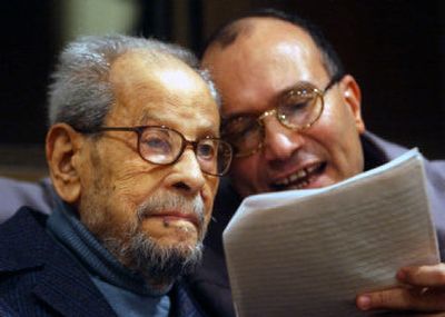 
Naguib Mahfouz, Egyptian novelist and Nobel laureate in 1988, left,  died Wednesday  He was 94. Mahfouz's  novels depicted Egyptian life in his beloved corner of ancient Cairo.
 (Associated Press / The Spokesman-Review)