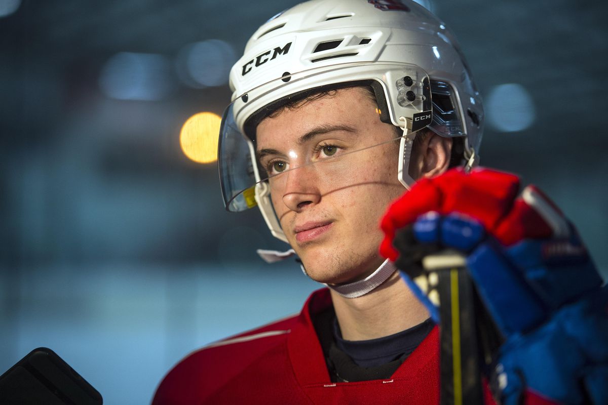 Kailer Yamamoto has returned to the Spokane Chiefs after playing for the Edmonton Oilers. Yamamoto suited up for practice at the Eagles Ice-A-Rena on Tuesday. (Dan Pelle / The Spokesman-Review)