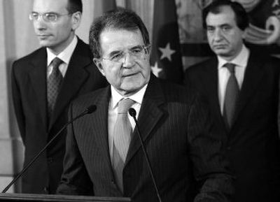 
Italy's ex-Prime Minister Romano Prodi delivers his statement after meeting with the president on Saturday.  
 (Associated Press / The Spokesman-Review)