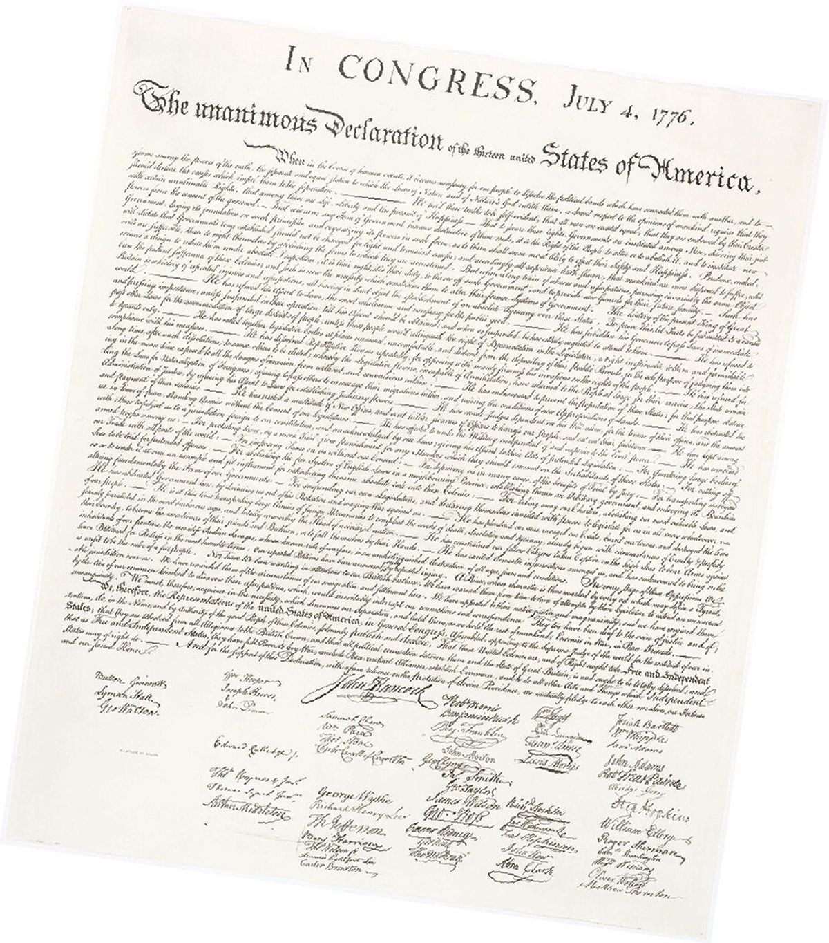 An image of a copy of the Declaration of Independence.  (SSR)