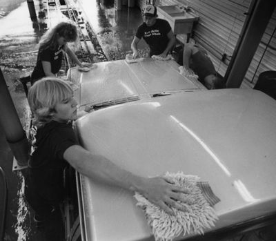 The Kar-Brite car wash crew in Spokane, taken Aug. 17, 1989. 
 (Photo Archives/The Spokesman-Review. Historical. )