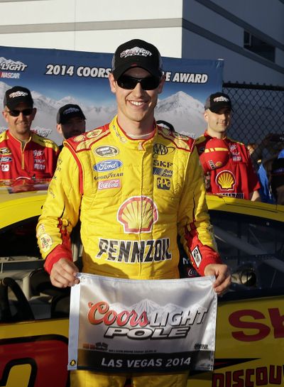 Joey Logano won the pole for Sunday’s Sprint Cup race in Las Vegas. (Associated Press)