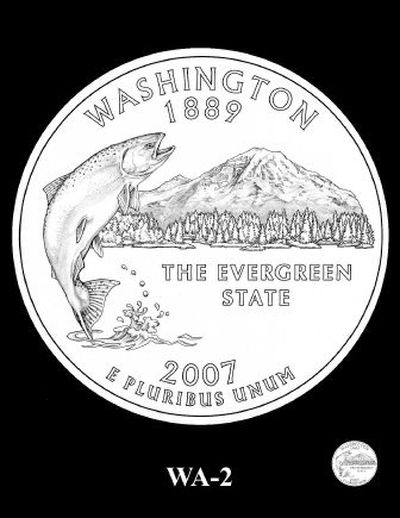 
This design, featuring a salmon, got 45 percent of the vote.
 (Associated Press / The Spokesman-Review)