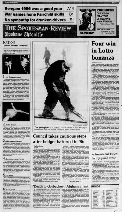 December 28, 1986 --  Council takes cautious steps after budget battered in '86. The dreams are a little smaller these days at Spokane's City Hall after some rude awakenings in 1986. Battered by budget problems, a City Council that began the year talking of coliseums and convention centers ended it by scraping for pennies, wary of asking voters for money for anything. 