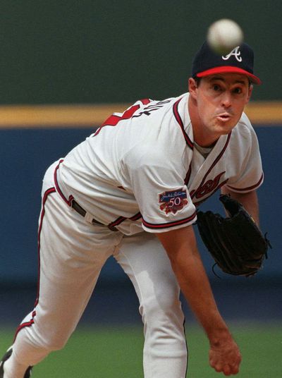 Greg Maddux was one of three players selected Wednesday. (Associated Press)