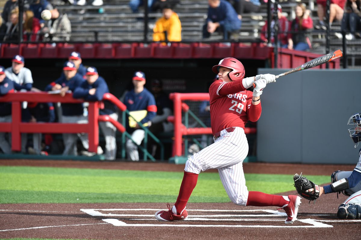 Van De Brake takes a swing during Washington State’s 15-3 loss to Gonzaga on March 10 at Bailey-Brayton Field in Pullman.  (Courtesy of WSU athletics)