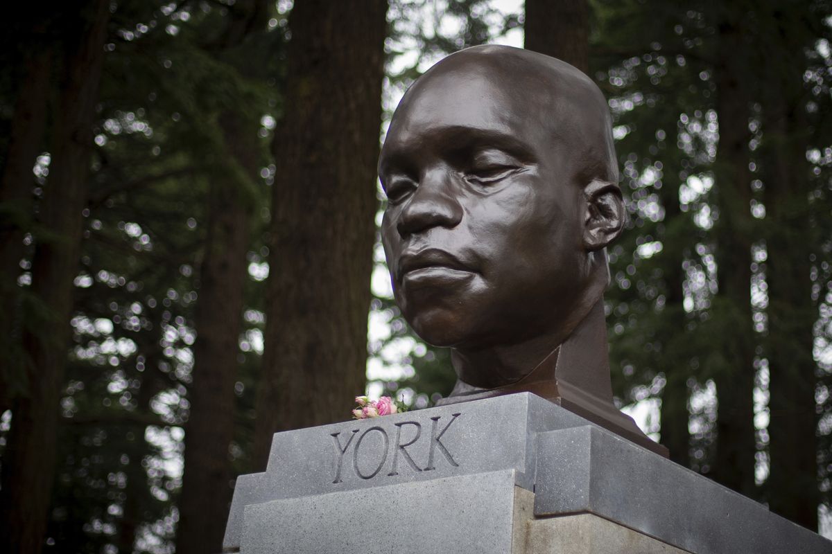 Park workers believe the artist who created York’s bust had help getting it into the park and placing it on the 10-foot pedestal.  (Mark Graves)