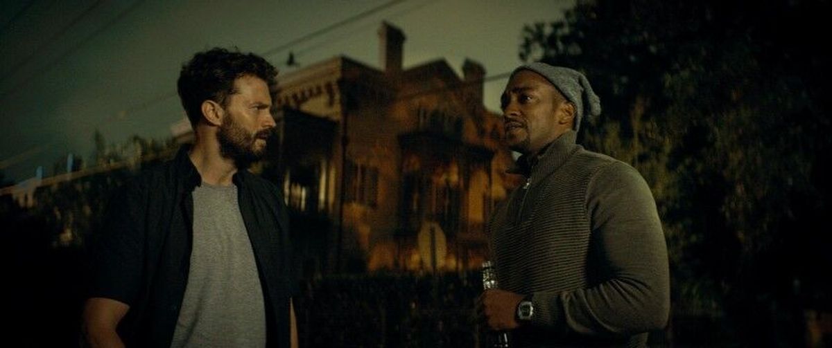 Jamie Dornan and Anthony Mackie in “Synchronic.”  (Well Go USA/TNS)