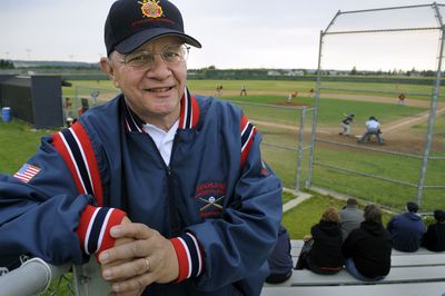 American Legion Baseball Commissioner Mike Padden at an American Legion A league playoff game between Lewis and Clark and Mt. Spokane in Mead on July 22.  (Dan Pelle / The Spokesman-Review)