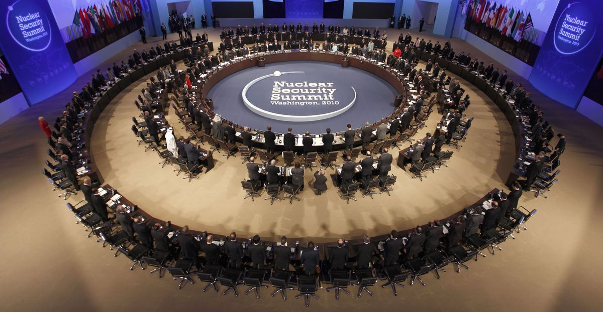 Leaders from more than 40 nations gather in Washington for the second day of the Nuclear Security Summit on Tuesday. (Associated Press)