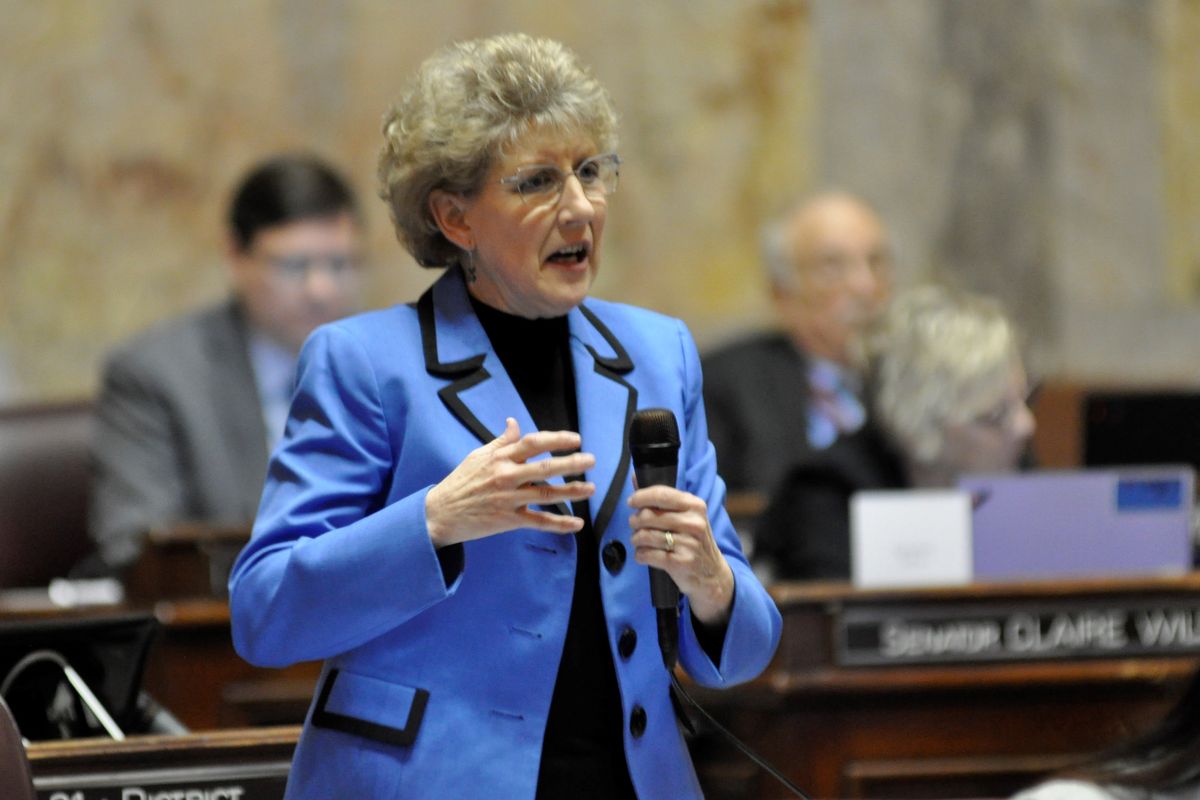 Sen. Shelly Short, R-Addy, urges the Senate to vote against Lorna Smith’s reappointment to the state Fish and Wildlife Commission in Olympia.  (By Jim Camden / For The Spokesman-Review)