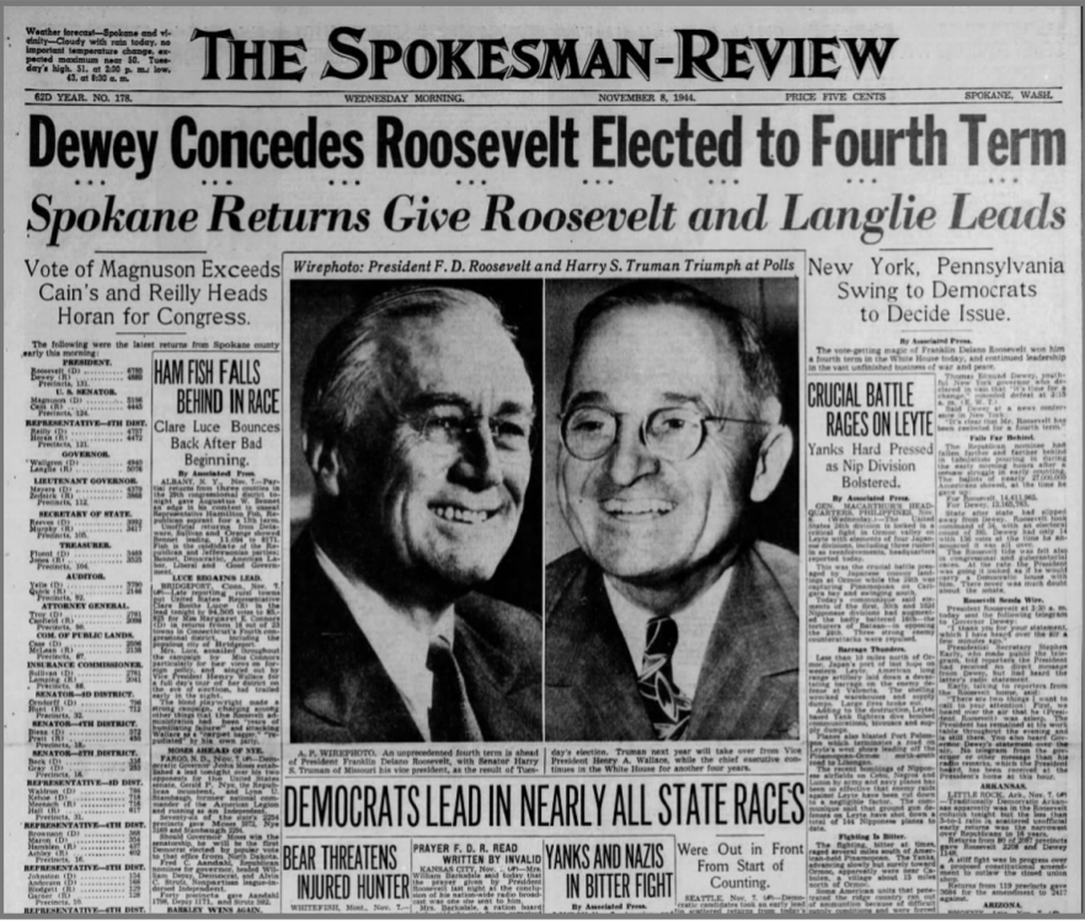 Spokane newspapers announce Presidential election results Oct. 14