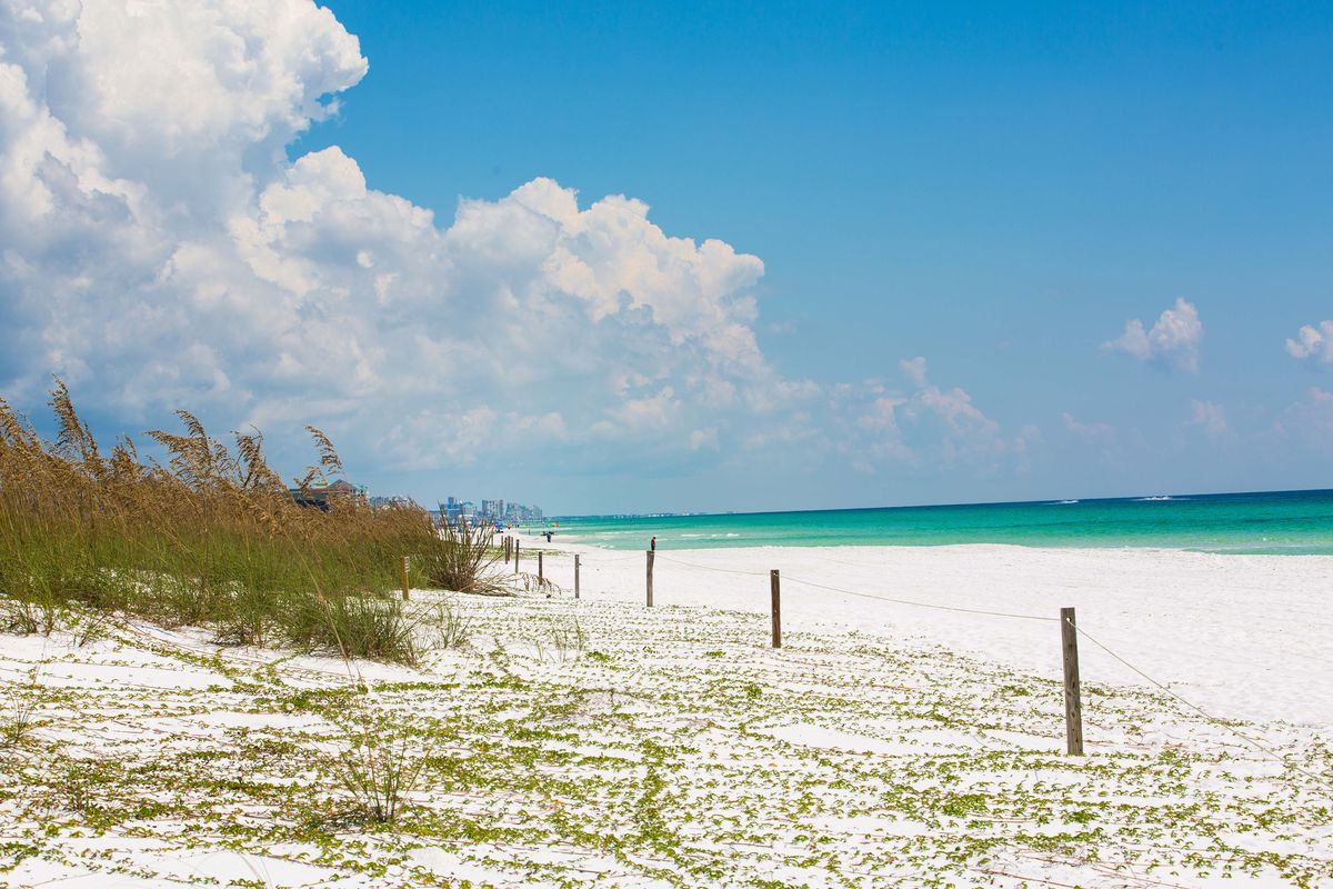 A view of the ocean from the Destin-Fort Walton Beach area on the Florida Panhandle. The area has also been working hard to connect visitors to nature, including installing eight artificial snorkeling reefs since 2019 that attract grouper, snapper, sea turtles and, in summer, tropical fish.  (Courtesy of DESTIN-FORT WALTON BEACH)