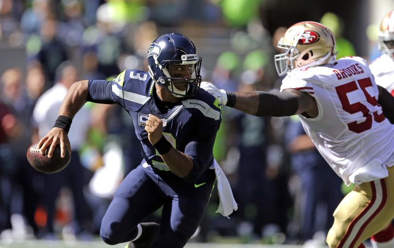 Seattle Seahawks quarterback Russell Wilson has recovered quickly from another injury and will start on Sunday in New York against the Jets. (John Froschauer / Associated Press)