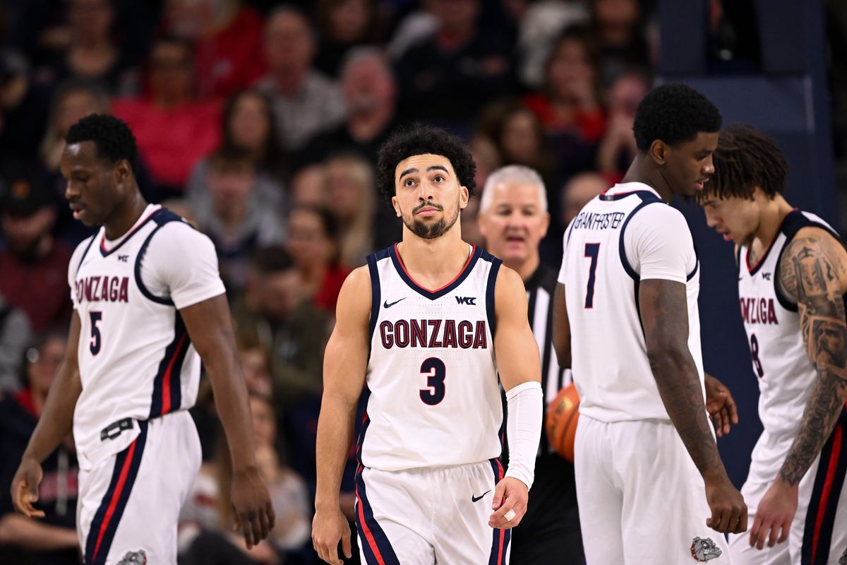 Gonzaga guard Braeden Smith reacts during a West Coast Conference game against San Francisco on Saturday at McCarthey Athletic Center.  (Tyler Tjomsland / The Spokesman-Review)
