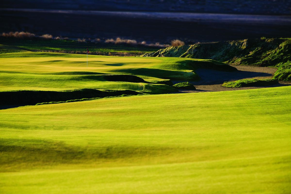 Photo courtesy Wine Valley GC The toughest hole at Wine County GC is No. 5, a 475-yard, par-4. Its fairway is protected on one side by a dry riverbed that runs almost from tee to green. (Photo courtesy Wine Valley GC / The Spokesman-Review)