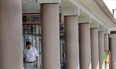 “It’s mostly empty,” said Merv Wylie of Seattle as he walked along the shops at the Post Falls Factory Outlet on  June 16. (Kathy Plonka / The Spokesman-Review)