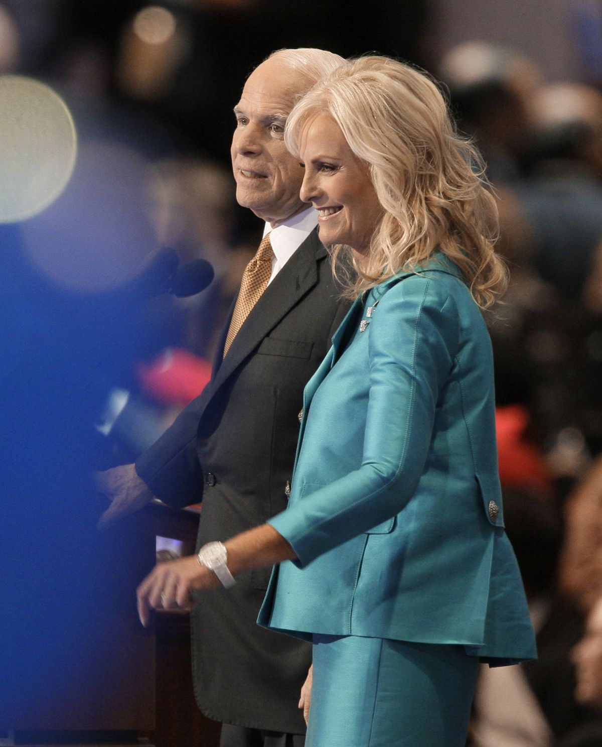 Republican presidential nominee John McCain is joined by his wife, Cindy, on stage after his acceptance speech Thursday at the Republican National Convention in St. Paul, Minn. Associated Press photos (Associated Press photos / The Spokesman-Review)