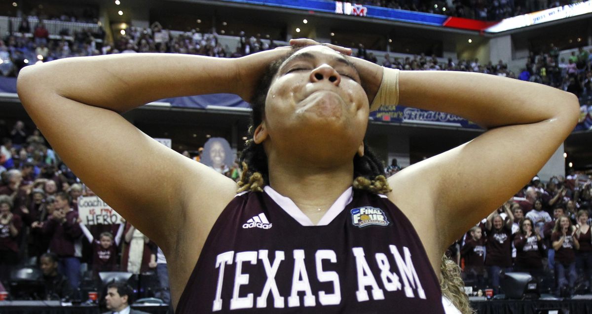 Texas A&M's Danielle Adams celebrates. (Associated Press)