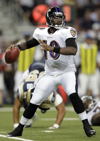 Troy Smith played in 14 games over three seasons with Ravens. (Associated Press)