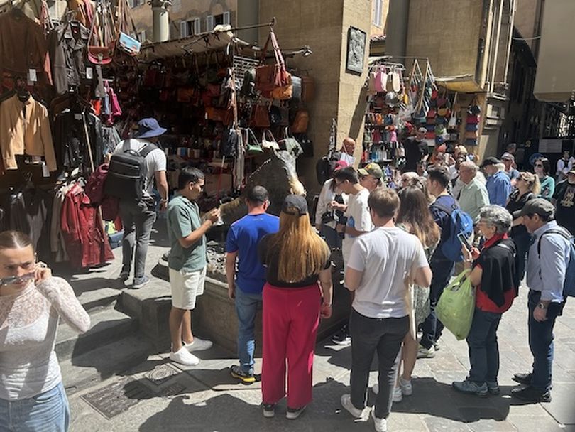 The Porcellino Market, one of the popular sights of Florence, Italy, typically attracts huge crowds. (Dan Webster)