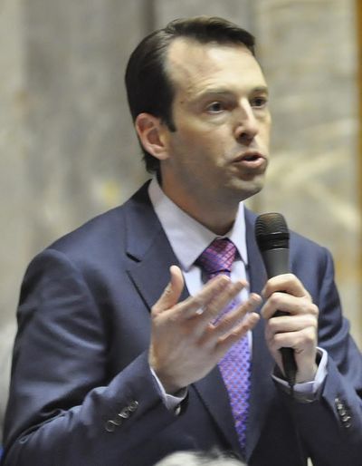 OLYMPIA – Sen. Andy Billig, D-Spokane, makes a point during debate on the Senate floor earlier this year. (Jim Camden / The Spokesman-Review)