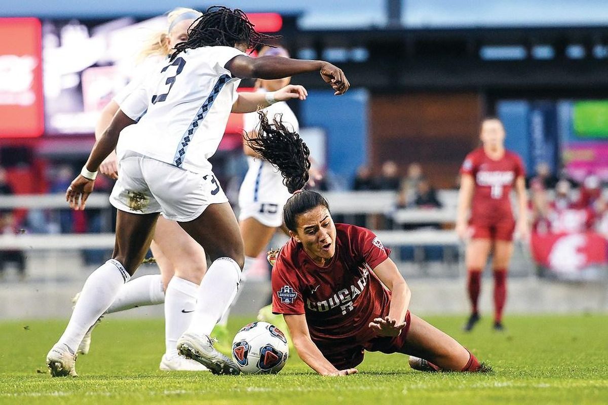 Washington State forward Makamae Gomera-Stevens, right, had five goals and five assists this season. (Pete Caster/Associated Press / AP)